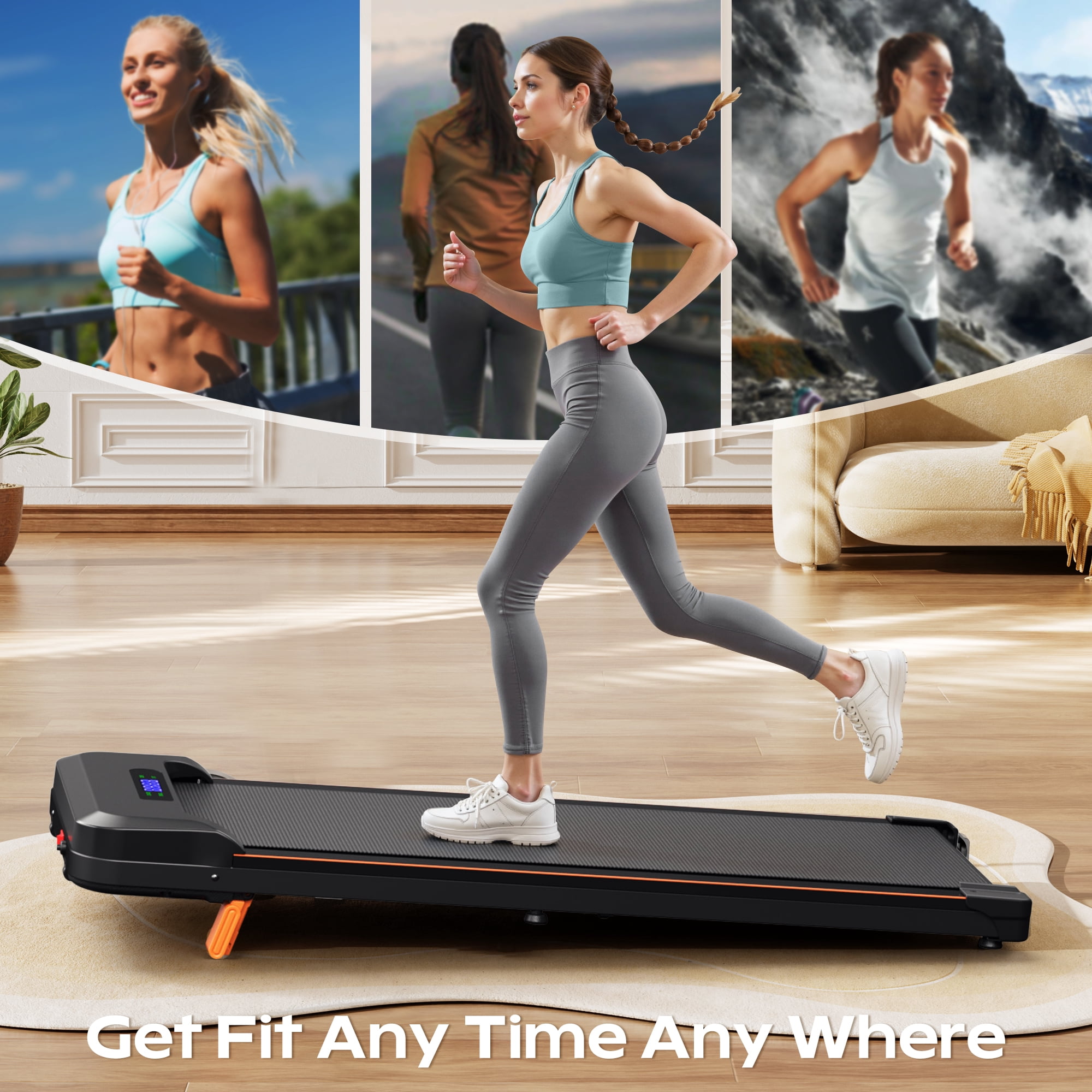 Primy Walking Pad with Incline, Portable Treadmill for Home, 4 in 1 Walking Pad Incline with Remote Control 300LB Capacity, 2.5HP Compact Treadmill with LED Display for Walking and Running