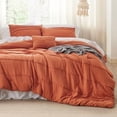 thumbnail image 2 of California King Comforter Set - 4 Pieces Pinch Pleat Bed Set, Burnt Orange Boho Bedding for All Season, 1 Soft Comforter, 2 Pillowcases, 1 Decorative Pillow, 2 of 7