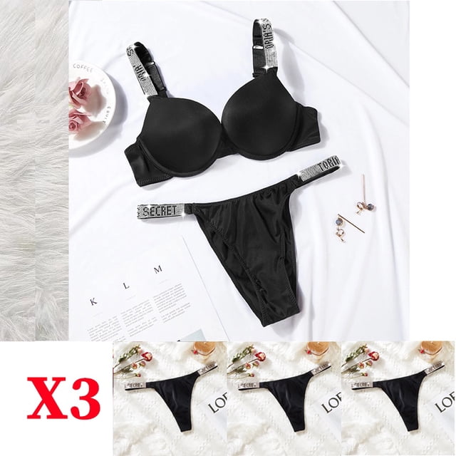 Victoria Secret Lencería Encaje Diamantes De Imitación Sujetador Bragas Conjunto De 2 Piezas.no . 1 toppangjing
