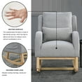 thumbnail image 5 of Mid-Century Modern Rocking Chair with High Back, Upholstered Armchair with 2 Side Pocket and Lumbar Pillow, Wood Frame Accent Chair for Living Room, Bedroom, Office, Grey, 5 of 9