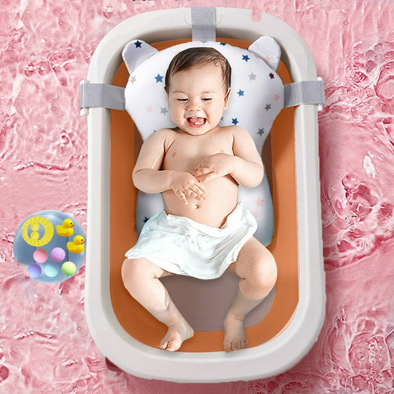 Free Shipping Folding Baby Bathtub Travel Bathtub Newborn Tub with Support Baby Bath Seat Shower Mat to Recline or Sit Up for 0 6Y Infants and Toddlers 31in Pink Floating Mat Walmart