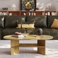 thumbnail image 6 of Gelloan 47" Modern Coffee Table,Oval Coffee Table,Double-layer Coffee Table with Sturdy Pedestal for Apartment,Living Room,Bedroom,Natural, 6 of 7