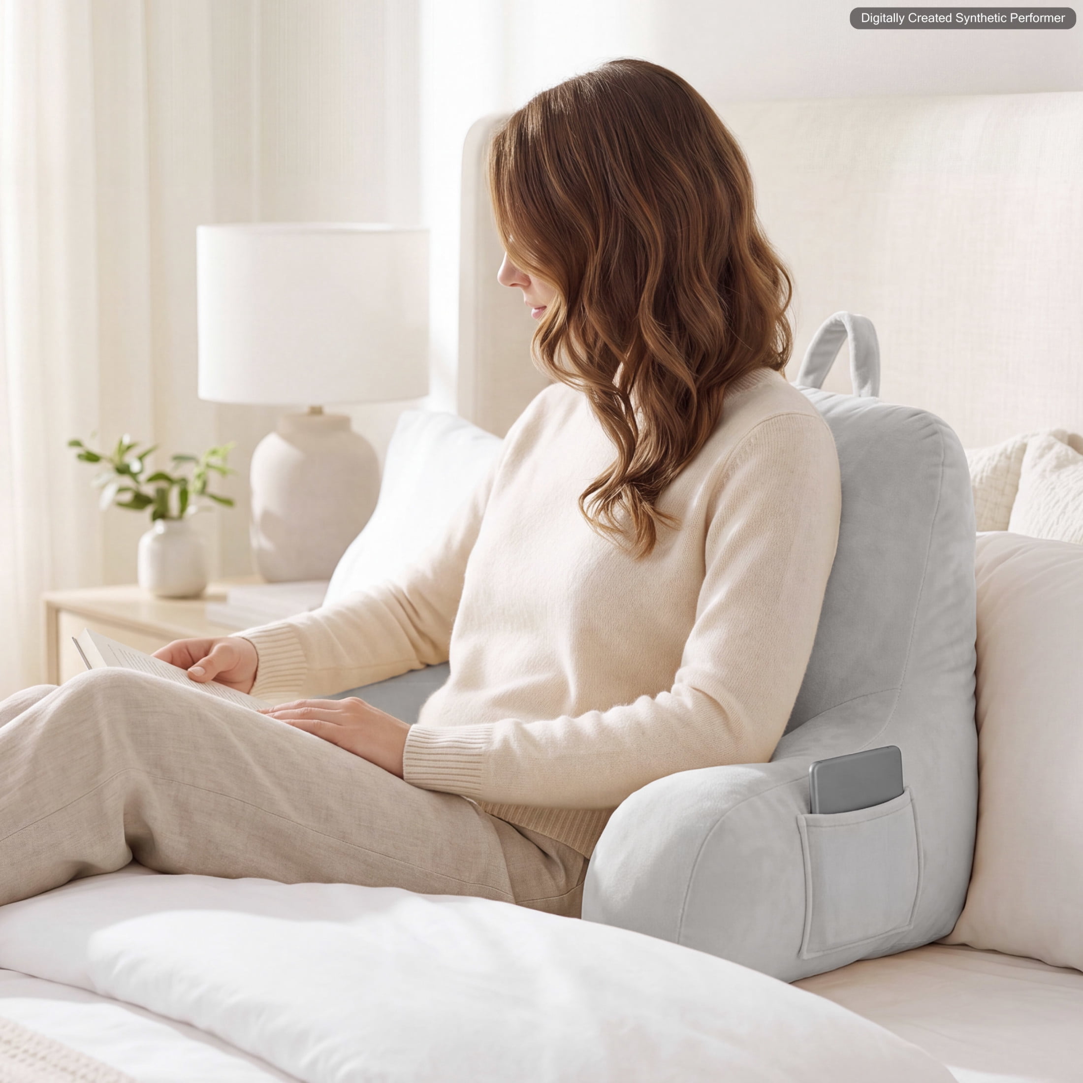 The Sheet Lab Plush Backrest Pillow, Gray, 30" x 17" x 17"