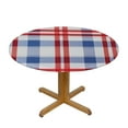 thumbnail image 3 of JEUXUS  Fitted Round Tablecloth with Elastic - Fall Plaid Table Cloth Outdoor Gingham Buffalo Round Table Cover for Picnic Dining Kitchen Farmhouse Red and White Checkered Tablecloths, 3 of 7