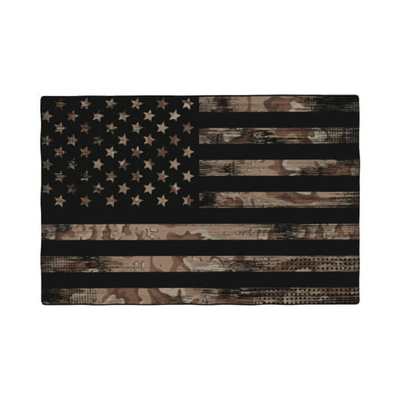 

Table Placemats Set of 4 - Desert Camouflage American Flag 12x18 In Faux Linen Double Heat Resistant Place Mats Cloth Indoor/Outdoor Placemats Washable Table Mats for Dining Kitchen Party