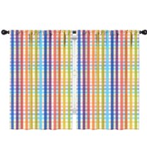 Blackout Kids Curtains,Colorful Striped Checkered Pattern Childrens Insulated Curtains Set Of 2,Bedroom Essentials,Toddler Room Decor 42"x63"