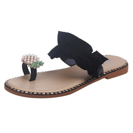 

ASEIDFNSA Cute Booties for Women Fall Boots Deer Foam Home Slippers for Women Shoes Pearl Women Bohemian Sandals Girls Style Slippers Beach Casual Flat Women S Slipper