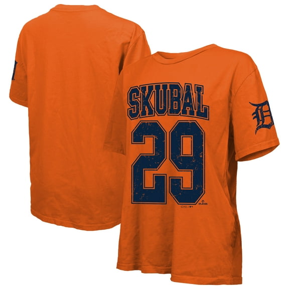 Women's Majestic Threads Tarik Skubal Orange Detroit Tigers Oversized Name & Number T-Shirt