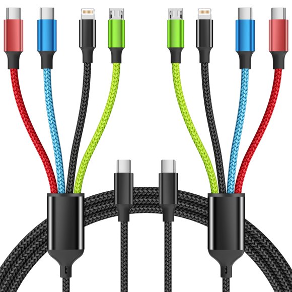 Cable de carga múltiple USB C de Firsting, 4 en 1, 1,5 m, paquete de 2