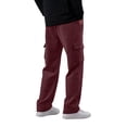 thumbnail image 4 of Loose Wide Leg Sweatpants for Men Elastic Waist Cargo Jogger Pants with Side Cargo Pockets for Fall Wine M, 4 of 8