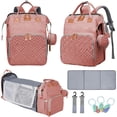 thumbnail image 1 of Mochila para pañales para bebés LHDYMXYN con cambiador rosa, 1 of 7