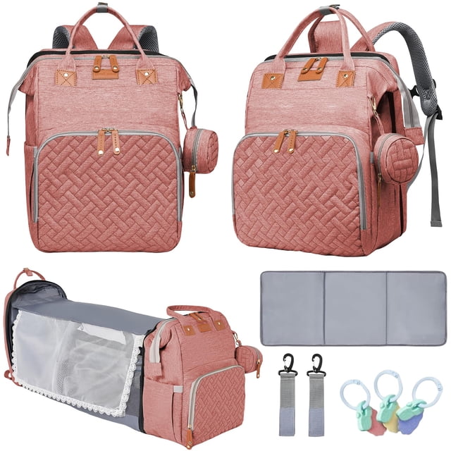Mochila para pañales para bebés LHDYMXYN con cambiador rosa