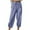 Blue, variant on Dvprdro ‌Casual Plus Size Harlan Pants for Women Summer Breathable Cotton Linen Trousers Loose Elastic Waist Drawstring Pocketed Lounge Pants Blue Sizes L