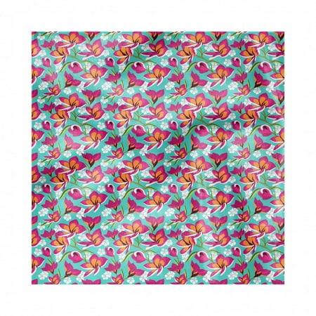 Bloom And Wild Christmas Tropical Napkins Set of 4, Wild Exotic Blooms Lily Flourishing Valentines Flowers Hippie, Silky Satin Fabric for Brunch Dinner Buffet Party, by Ambesonne ()