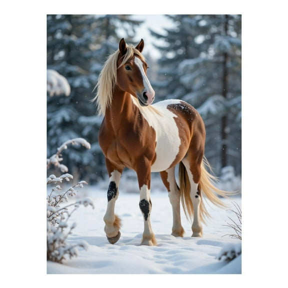 Diamond Art Kits for Adults - 5d Snowy Horse Winter Scene Diamond Painting for Adults, Diamond Art for Adults Beginners, Diamond Painting Kits for Adults for Home Wall Decor