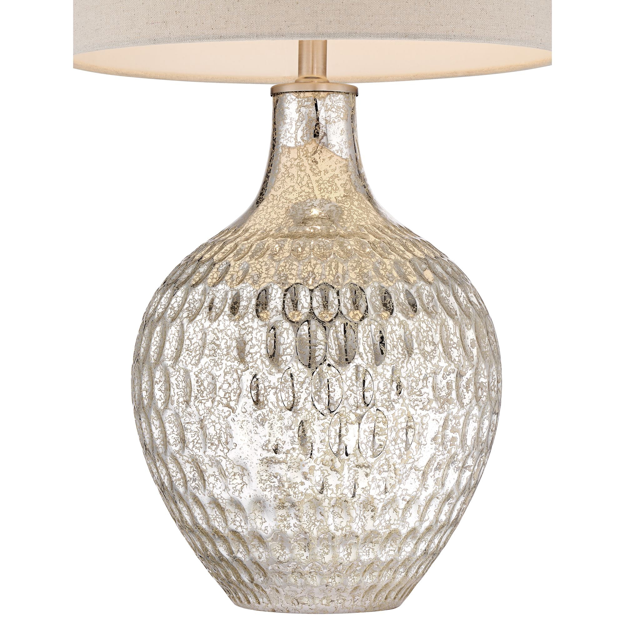 360 Lighting Waylon 28" Tall Modern Luxe End Table Lamps Set of 2 Silver Mercury Glass Off-White Shade Living Room Bedroom Bedside