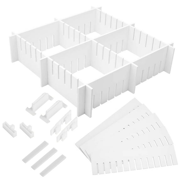 KAKOWELY 34 Pcs PP Drawer Dividers Free Combination Organizer Adjustable Drawer Partition,18.5"X1.97"X0.11"