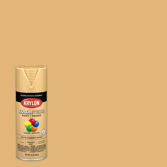 Krylon COLORmaxx Paint   Primer Spray Paint, Matte, Summer Wheat, 12 oz.