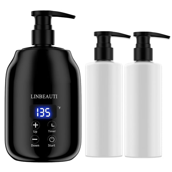 Massage Oil Warmer with Two Oil Bottle Dispenser, Lotion Bottle Warmer Dispenser Heater, Smart Touch Key Electric Warm Lotion Dispenser, Lube Gel Cre