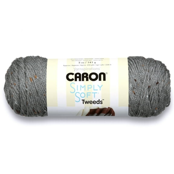 (2 Pack) Caron Simply Soft Gray Heather Tweeds Yarn, 1 Each