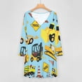 thumbnail image 4 of Construction Trucks Vehicles Pattern - Excavator Dump Truck Backhoe And More Long Sleeve Dresses For Women Vintage Elegant Party Dress Oversized V-neck Dress S-8XL, 4 of 7