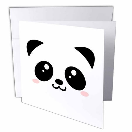 Cute Panda Bear face - Kawaii style happy panda cartoon 1 Greeting Card with envelope gc-311466-5