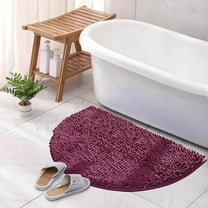 Byujiro Non Slip Bath Mat Chenille Half Round Carpet Water Absorbing Foot Mat Bathroom Entrance Floor Mat Bedroom Toilet Bathroom Non Slip Mat Household