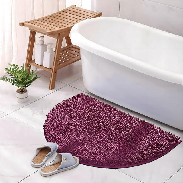 Xihbxyly Alfombra Semicircular de Chenilla, Suave y Agradable para La Piel, Antideslizante, Absorbente de Agua, Ideal para La Entrada Del Baño, Ideal para Dormitorio y Sala de Estar, 50 X 80 Cm.