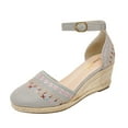thumbnail image 1 of Dream Pairs Women's Comfort Wedge Espadrilles Sandals Ankle Strap Close Toe Platform Shoes Amanda-2 Light/Grey Size 8.5, 1 of 5