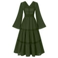 thumbnail image 2 of Oksale Womens Medieval Victorian Dresses Renaissance V Neck Dress Retro Bell Sleeve Maxi Dresses Flowy Floor Length Gown Dress Party Wedding Gowns Green, 2 of 6