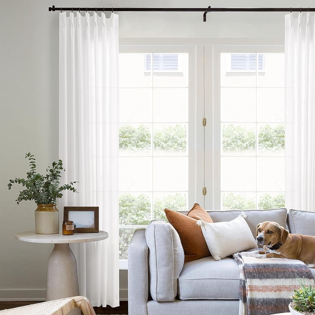 ASWZXCFGV Sage Green Linen Sheer Curtains 96 Inches Long Memory Shape Trained Pleated Curtain for Living Room with Hooks Rings Back Tab Pinch Pleat Drapes 96 Inch Length for Boho Bedroom