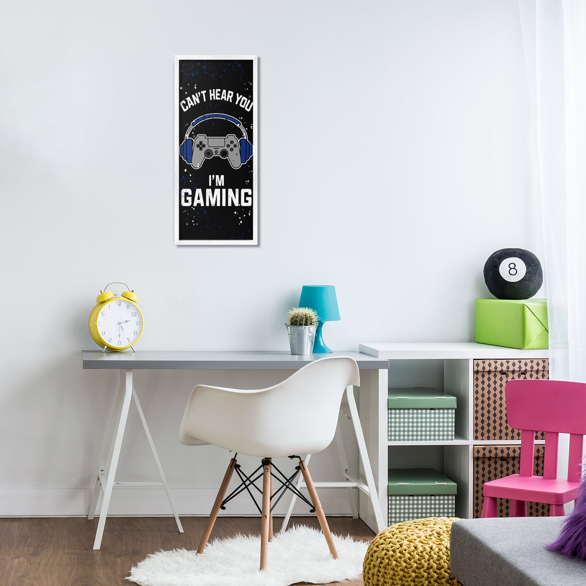 Stupell Industries Can't Hear You Gaming White Framed Giclee Art, design by Kim Allen