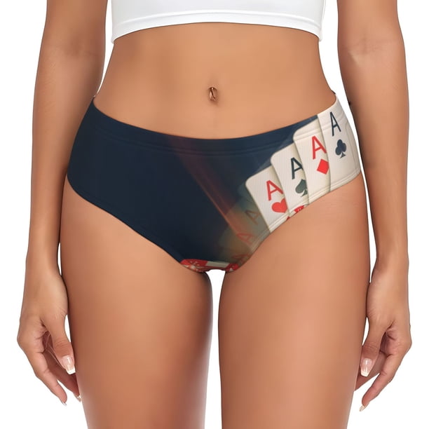 Fotbe Casino Poker Chips Calzones Estampados para Mujer – Ropa Interior de Algodón, Cómoda, Suave y Elástica-3X-Large