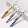 thumbnail image 4 of iaksohdu Nail Art Clip Good Elasticity Anti-static Non-slip Tight Bite Stainless Steel Fish Stripe High Precision Eyelash Tweezer Makeup Supply, 4 of 8