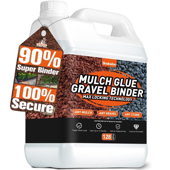 Mulch Glue for Landscaping, 1 Gallon Gravel Binder - 90% Super Pea Hold, Fast-Dry Non-Toxic Rock Adhesive, Pine Straw Outdoor Stone Bond for Garden,