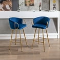 thumbnail image 4 of Newboti Furniture 30 Inch Set of 2 Bar Stools,with Chrome Footrest and Base Velvet & Golden Leg Simple Bar Stool,BLUE 87353, 4 of 16