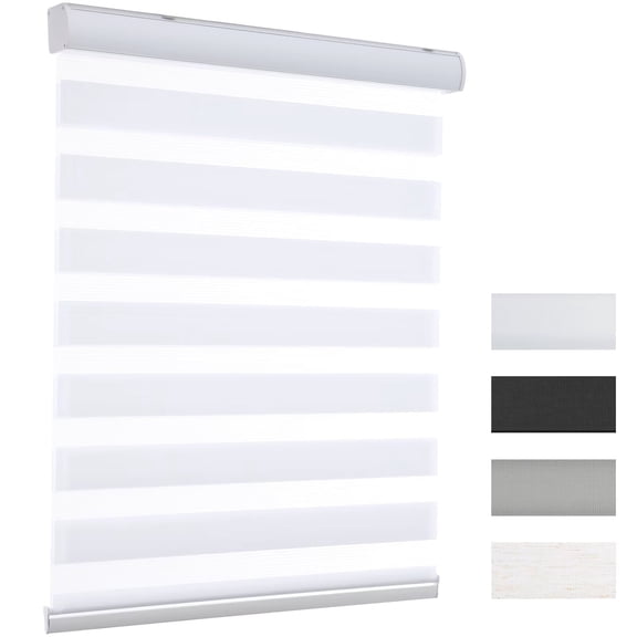 MYshade Cordless Zebra Blinds White-36"W*72"H Pull Down Roller Window Shades Double Layer Light Control Free Stop Window Shades Day and Night Blinds Easy Installation for Home