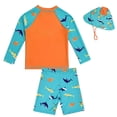 thumbnail image 6 of NIPAXO Boys Swimwear Long Sleeve Shark Graphic Sun Protection Quick Dry Swim Suit for Boys with Swim Shorts and Hat Set,Sizes 4-5Y, 6 of 8