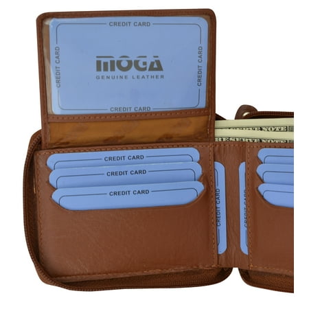 Handmade Italian Leather Moga Italian Design Mens Handmade Italian Design Leather Zip Around Bifold Wallet 91256 ()