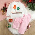 thumbnail image 2 of TOWED22 Toddler Baby Girl Fall Winter Clothes Outfits Funny Print Graphic Girl Fall Sweatshirt Pant Set,White,18-24 M, 2 of 9