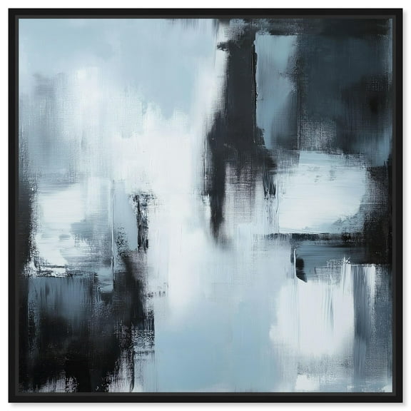 Aphasia Canvas Pastel Blue Hues by Art Remedy, Black Frame, 12 x 12