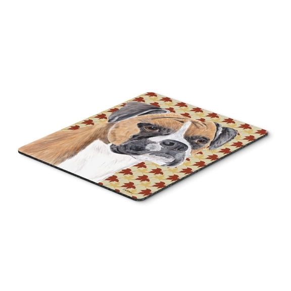 "Boxer Fall Leaves Portrait Mouse Pad Hot Pad or Trivet"