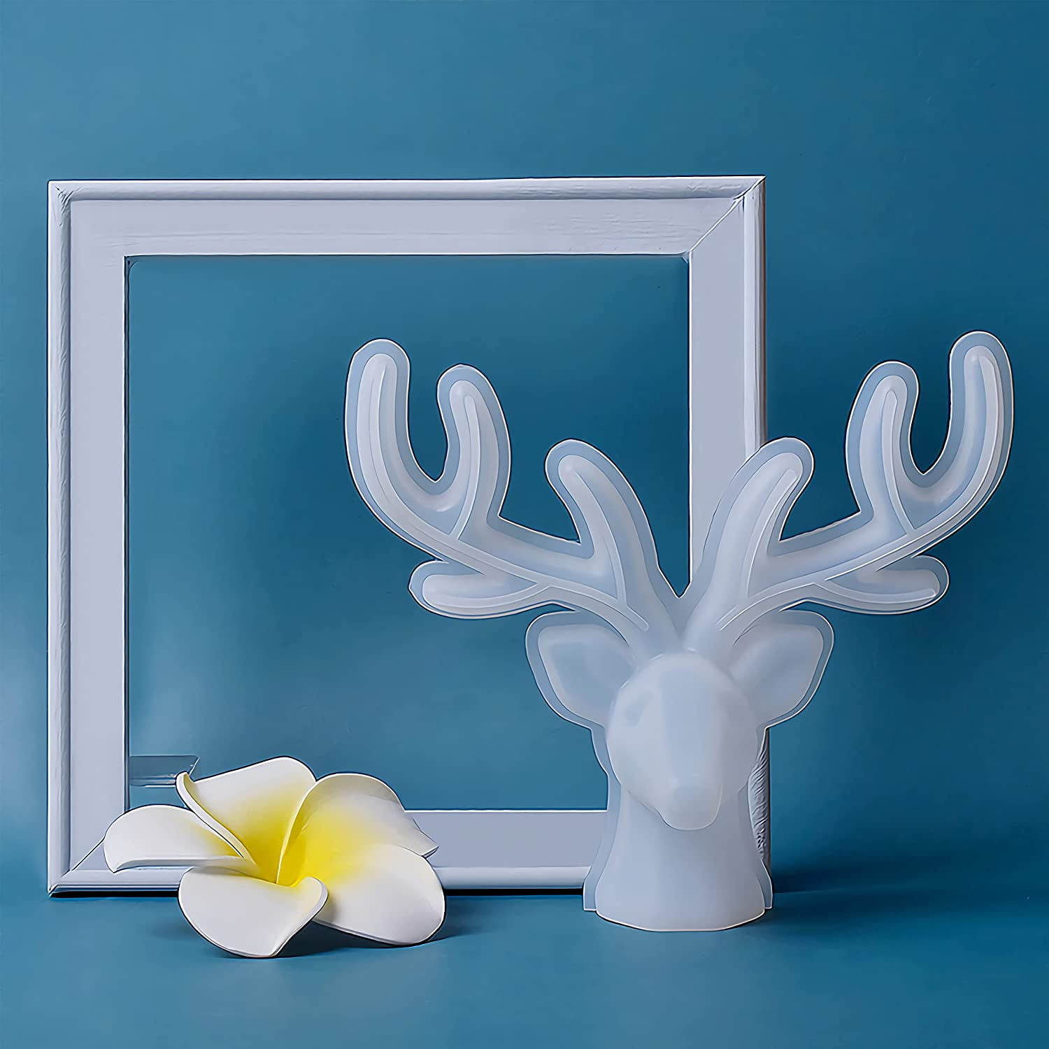 ABCISI Resin Kits and Molds Complete Set, Silicone Resin Mold Storage Boxes with Deer Handicraft Resin Mold Kit, 6 Bowl-Shaped Boxes for Candlestick, Candy, Makeup and Jewelry Containers