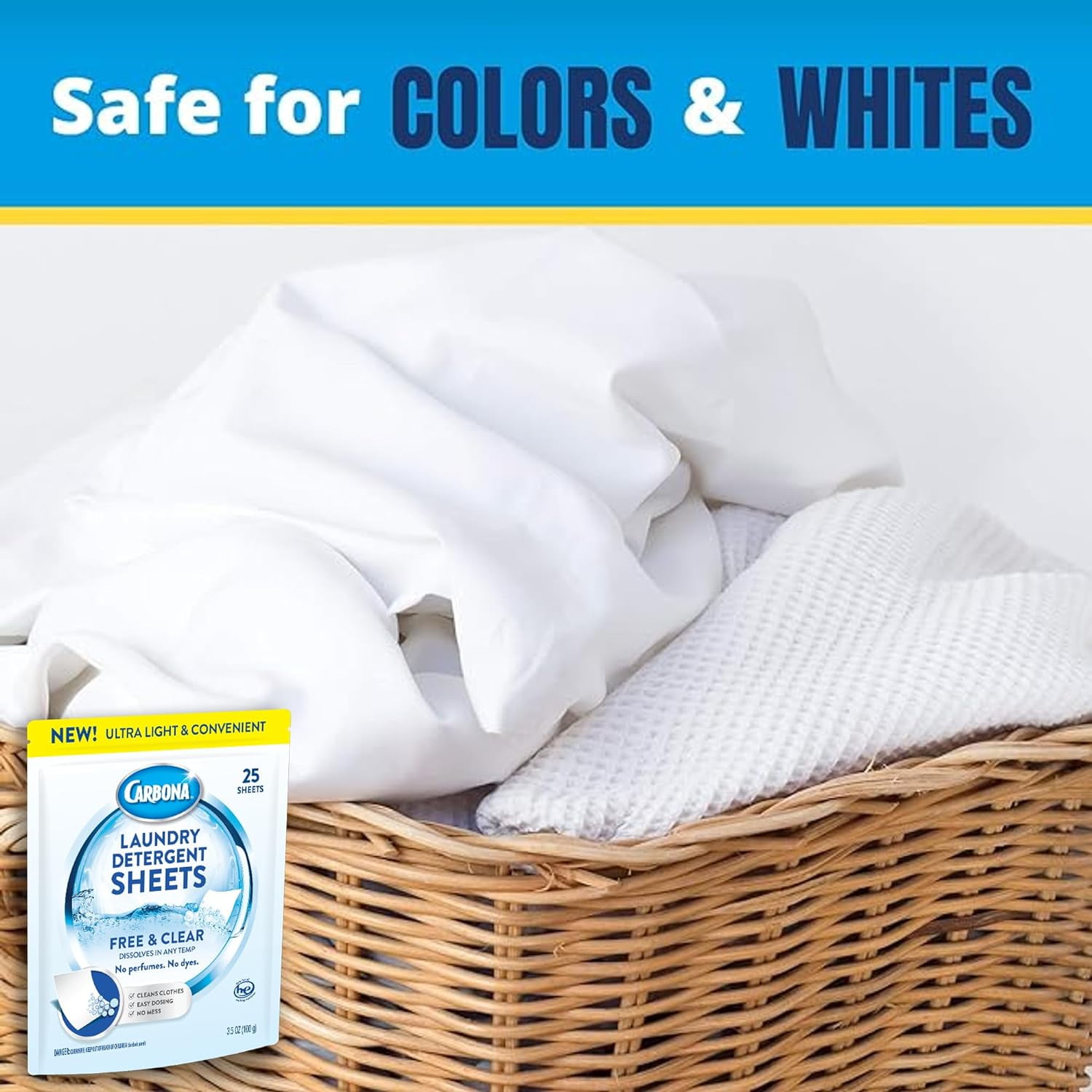 Carbona Laundry Detergent Sheets - Free & Clear (10 Pack - 250 Sheets)
