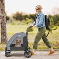 thumbnail image 4 of Costway Grande Poussette pour Chien avec Ceinture de Sécurité à Double Entrée Poignée Réglable 4 Roues Gris, 4 of 10