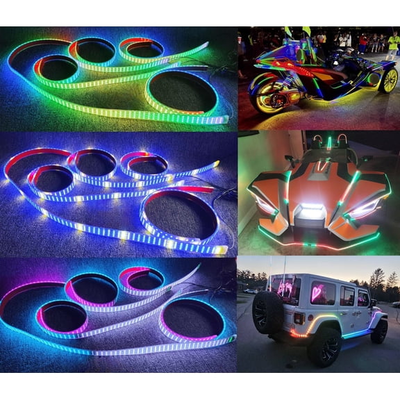 Tzvmnylighting Factory - 6PCS 4FT 48" Brightest Dream Color Chasing Quad Row LED Strips for Golf Cart Slingshot Lights Bluetooth APP  Remote Control Waterproof