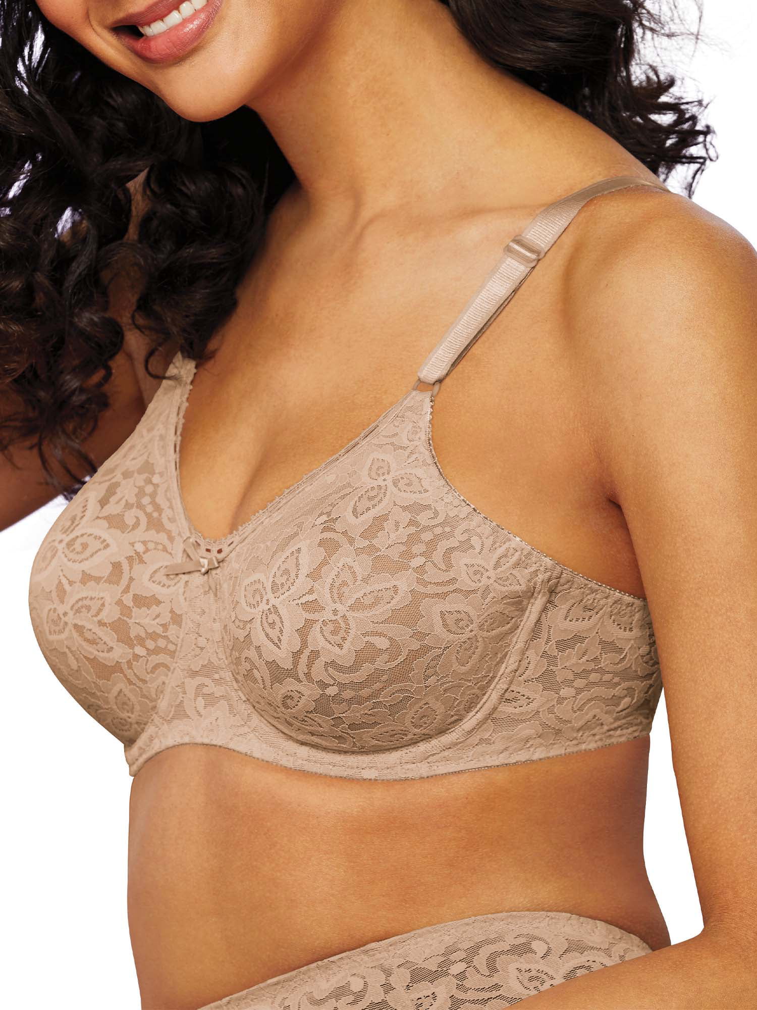 Bali Lace 'n Smooth Underwire Bra Womens Seamless Full Coverage Stretch Cup  3432