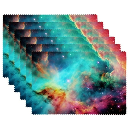 

Placemats Set of 6 Washable Place Mats for Dining Table Amazing Galaxy Stars Nebula Space
