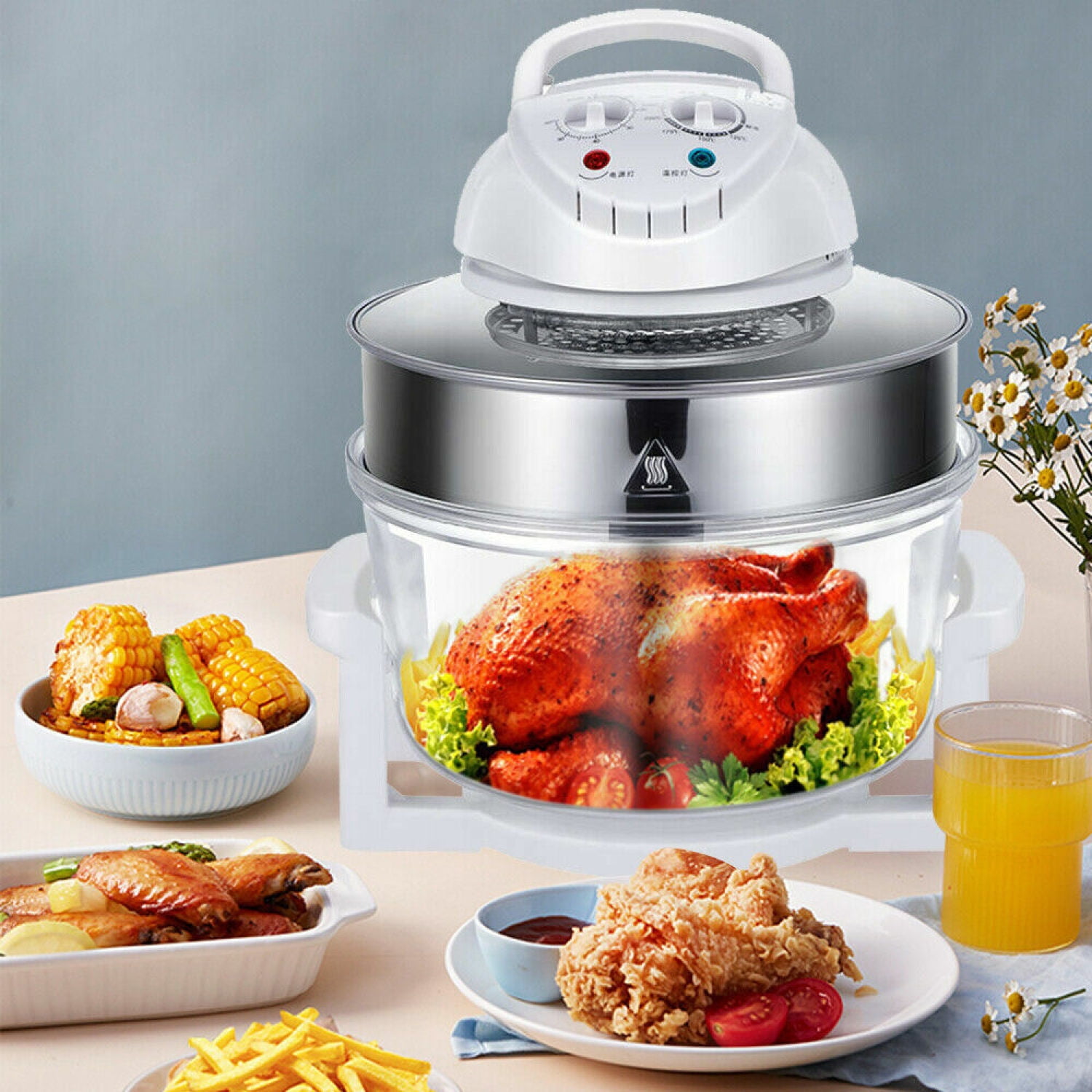 17L Glass Air Fryer Infrared Halogen Convection Oven 360° heating