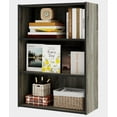 thumbnail image 6 of 3 Tier Wooden Bookcase with Rustic Wood Shelves, Engineered Wood Vertical Bookshelf, Wide Standing Book Shelf for Bedroom, Office, Living Room, Dark Gray, 6 of 6